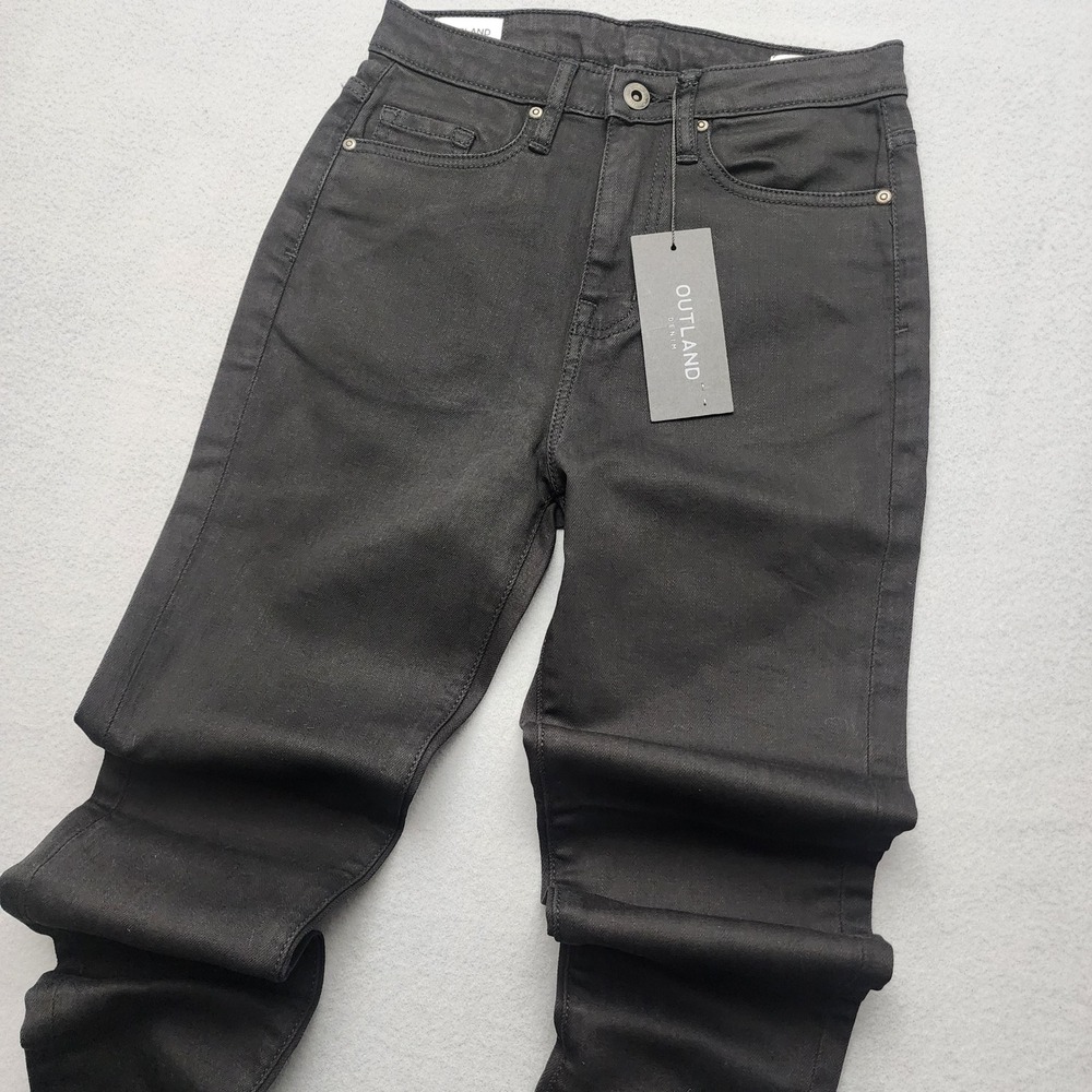 Outland Denim Harriet Jeans Womens 25 Black High Rise Skinny 30" NWT Organic